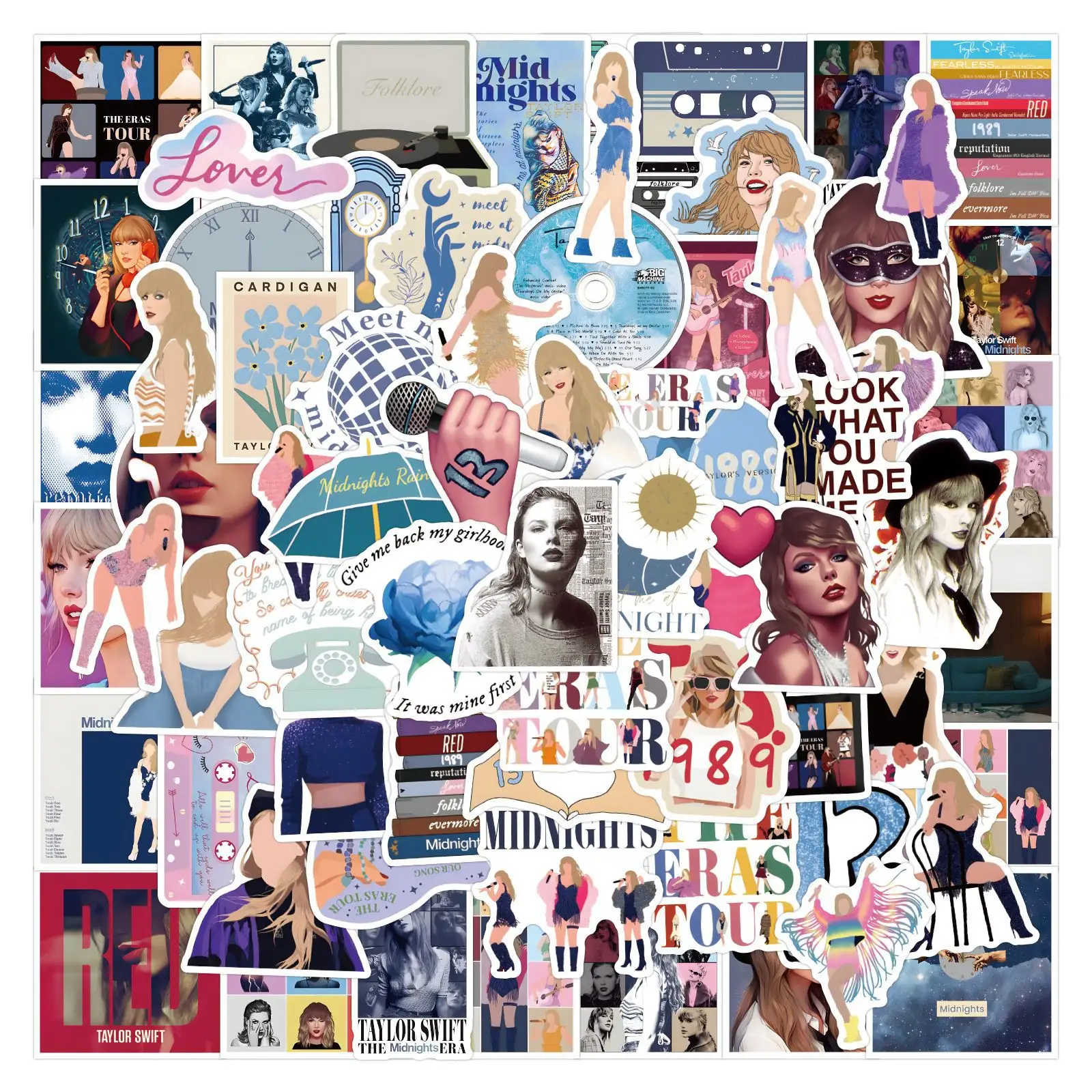 100pcs Fashion Singer Taylor Swift All Albums Diy Luggage Laptop Bottle Phone Decorative Vinyl Waterproof adhesive Sticker