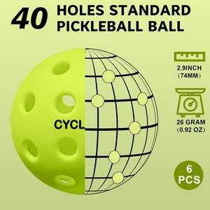 Cyclotron Paquete de 6 Bolas de Pickleball Premium-Aprobado por USAP, Bolas de Pepinillo de 40 Agujeros para Exteriores/Interiores con Bolsa, Perfectamente Equilibradas, Hola - Product Image 2
