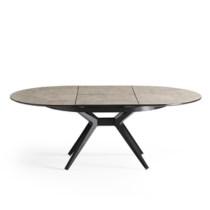 Restaurante de <span class=keywords><strong>alta</strong></span> calidad Comedor Pata de acero negro Parte superior de piedra sinterizada <span class=keywords><strong>Mesa</strong></span> de comedor ovalada redonda extensible - Product Image 2