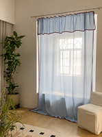 Voilage uni à volants semi-transparent filtrant la lumière, plusieurs couleurs, pour la décoration de chambre et de salon