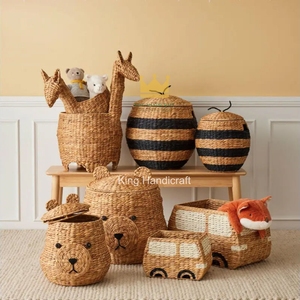 Panier de rangement multifonctionnel en jacinthe d'eau, écologique, en forme de koala, organisateur unique et élégant pour la chambre d'enfant - Product Image 5