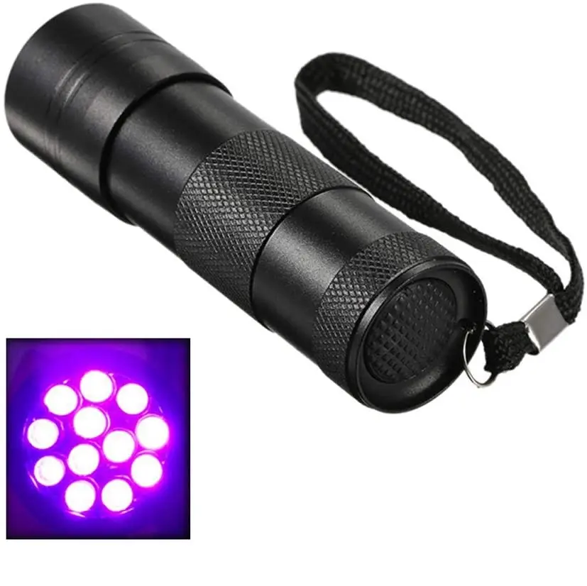 12 LEDハンドヘルドブラックライトペット尿検出器UV懐中電灯犬用ドライ尿用ブラックライト