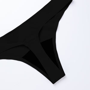 Culotte menstruelle sexy taille basse en nylon anti-fuite à quatre couches, avec logo personnalisé et techniques de teinture unie à la taille, pour femmes - Product Image 4