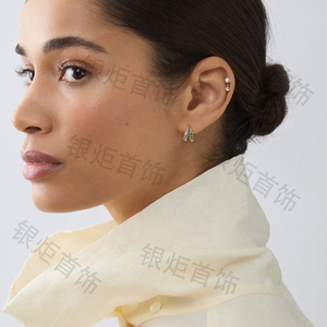 Orecchini a Cerchio Doppi LOZRUNVE Fatti a Mano, Gioielli di Moda Classici Placcati in Oro 18k con Zaffiri Colorati - Product Image 4