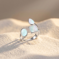 Bague tendance STMR02 en gros, personnalisée, créative, en forme de coquille, ajustable, en acier inoxydable plaqué or 18 carats PVD
