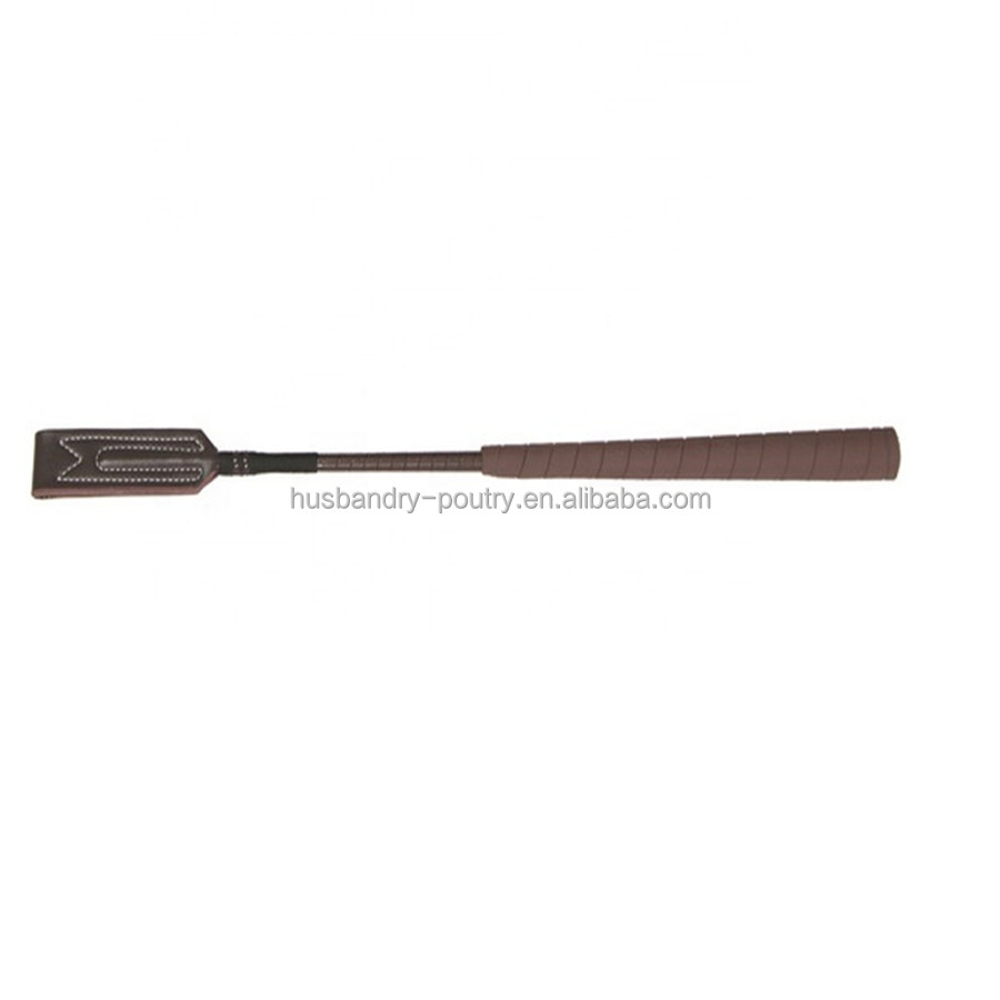 Cravache/fouet D'équitation En Cuir Marron, Longueur 43,5 Cm, Pommeau Et Manchette Métal, Occasion