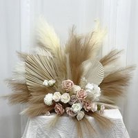 Bouquet de fleurs artificielles marron thème bohème, arrangement floral de pampas pour centres de table de mariage, décoration champagne