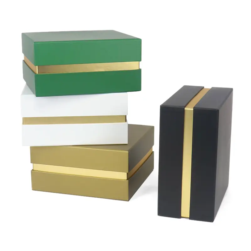 Boîte d'emballage en papier cadeau personnalisée Boîtes d'emballage cadeau base et couvercle rigides de luxe avec col