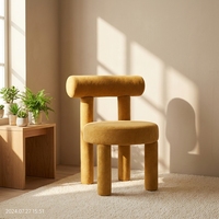 Chaise de salle à manger DM Boucle, design sculptural, pieds tubulaires rembourrés, assise ronde, couleur personnalisée, OEM ODM, fournisseur d'usine en gros
