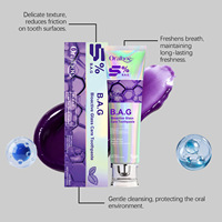 Vente en gros de 1000 pièces de dentifrice menthe violette avec logo personnalisé, améliore la luminosité du sourire et l'hygiène bucco-dentaire
