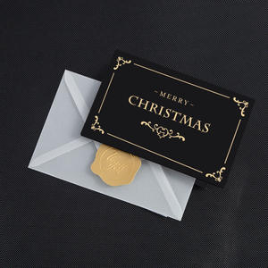 Tarjeta de felicitación de lámina de oro laminada mate negra personalizada Tarjeta de agradecimiento de estampado en caliente única con sobre de papel Kraft - Product Image 5