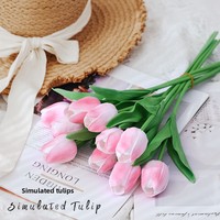 Shangchu Vas Rangkaian Bunga Palsu Buatan Kelas Atas Berbentuk Tulip PU Dekorasi Rumah Ruang Tamu Ruang Makan Fotografi Pernikahan