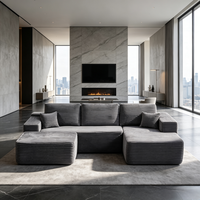 Canapé modulaire en forme de U avec chaise longue et ottoman pour mur d'écran, foyer, salon contemporain