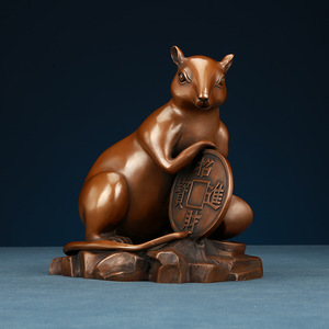 Figura de cobre del zodiaco de la rata, escultura de animales de cobre hecha a mano, decoración de escritorio para el hogar y la oficina, regalo de Año Nuevo Chino - Product Image 2