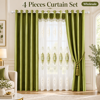 Ensemble de 4 rideaux de fenêtre avec panneaux transparents et œillets pour salon – En stock, vente en gros