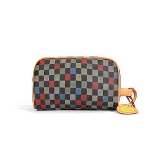 Vintage Checkerboard PVC Leather Cosmetic Case Large Capacity Travel <b>Makeup</b> <b>Bag</b> Luxury Wide Open Organizer - Product Image 4