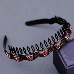 Diadema de Pelo con Pedrería Colorida para Niñas, Diadema con Diamantes Brillantes para <span class=keywords><strong>Adolescentes</strong></span>, Diseño de Ondas, Peine para el Cabello Antideslizante para <span class=keywords><strong>Maquillaje</strong></span> - Product Image 2