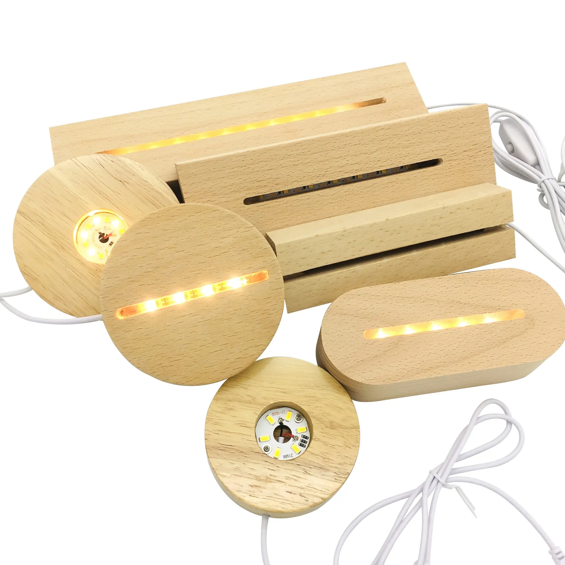 Wholesale wood led night light base wooden 3d led lamp base for 3D Illusion Night Light
