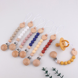 Clip en bois Offre Spéciale perles de silicone porte-sucette chaîne anti-chaîne accessoire pour bébé - Product Image 1