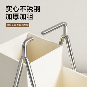 Caja de almacenamiento de cubiertos de cocina, soporte trapezoidal de acero inoxidable para montaje en pared con escurridor para cuchara, tenedor y palillos - Product Image 4