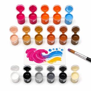 Lot de 6 couleurs de <span class=keywords><strong>peinture</strong></span> <span class=keywords><strong>acrylique</strong></span> vibrante non toxique de 10 ml à base d'eau pour enfants, idéal pour l'école, le papier, la toile et le <span class=keywords><strong>verre</strong></span> - Product Image 2