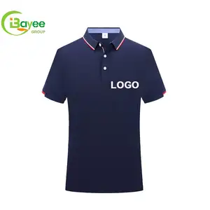 Camisas polo esportivas masculinas plus size personalizadas, roupas de trabalho, camisas polo esportivas casuais de malha de poliéster e algodão com logotipo bordado