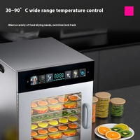 Déshydrateur alimentaire 8 plateaux en acier inoxydable SUS 304, machine commerciale pour viande séchée, séchoir avec minuterie numérique, certifié CE, vente directe usine en gros