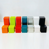 Vente en gros de boîtes de conserve métalliques carrées colorées portables de 70*70*70 mm pour le café, le thé, le matcha, les bonbons, la nourriture pour animaux, les biscuits
