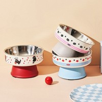 Gamelle surélevée amovible en acier inoxydable pour chat, support de cou anti-encrassement pour l'alimentation des chats et petits chiens.
