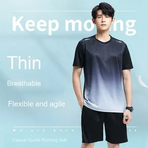 Abbigliamento Fitness estivo da <span class=keywords><strong>uomo</strong></span> t-shirt a <span class=keywords><strong>maniche</strong></span> <span class=keywords><strong>corte</strong></span> da donna <span class=keywords><strong>felpa</strong></span> sottile in rete di seta di ghiaccio larga 180g lavorata a maglia stile Casual in bianco - Product Image 2