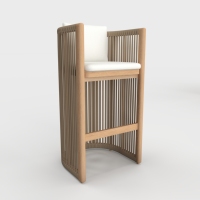 Collection de mobilier de bar d'extérieur Signature Coastal, ensemble table et tabourets en corde tressée faits à la main pour un espace de vie extérieur haut de gamme