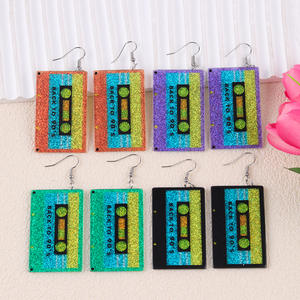Retro 80s Outfit Party Accessories Jewelry Cassette <strong>Tape</strong> Dangle <strong>Earrings</strong> for Women Colorful Lightning Acrylic Drop Neon <strong>Earring</strong> - Product Image 4