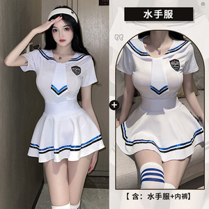 Nuovo Set Estivo Bianco Dolce e Carino, Elegante Costume Uniforme da Marinaio Sexy in Tinta Unita per Cosplay Femminile - Product Image 2