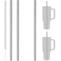 8 pailles en acier inoxydable pour gobelets de 40 oz, pailles à boire réutilisables en métal argenté avec brosse de nettoyage pour boissons froides