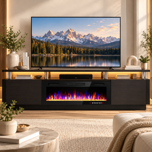 Chimenea Eléctrica Integrada con Soporte para TV de 36 Pulgadas, Eficiente Energéticamente, Llama Ajustable en 12 Colores, Control Remoto, con 1 Año de Garantía - Product Image 2