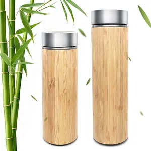 Çay demlik süzgeç ile 15oz 304 paslanmaz çelik vakum özel bambu Tumbler