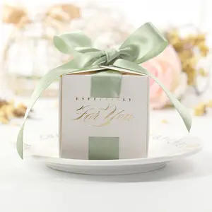 Caixa de presente para doces de casamento, caixa de presente com fita de embalagem de doces feita sob encomenda, caixas rígidas de papelão de luxo personalizadas