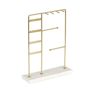 Supplier Large Capacity Luxury Jewellery Display Stand Suppliers White Natural Marble Base Removable Jewelry Display Stand