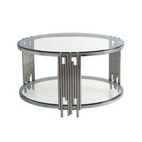 Vente table basse chaude rectangulaire en verre brillant, avec cadre en acier inoxydable/