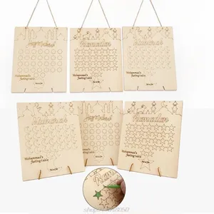 Diy Eid Mubarak Countdown Kalender Ambachten Gladde Boord Ramadan Moslim Decoratie Arts Ambachten Graveren Tafel Houten Kalender