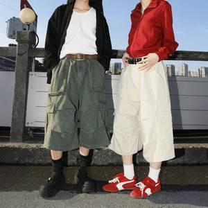 Supplier Low Price Vintage Washed Baggy Cargo Jorts Men Hip Hop Multi Pocket Utility Wide Leg Skater Casual Streetwear Shorts - Product Image 1