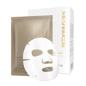 Máscara de folha de colágeno e aminoácidos para cuidados com a pele, máscara cosmética anti-acne e clareadora de algodão natural