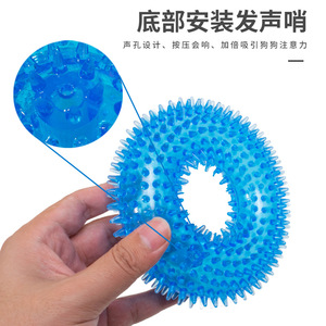 Juguete de anillo con púas de TPR para mascotas, popular transfronterizo, con sonido, anillo mordedor duradero para la dentición, anillo grande con púas para perros grandes - Product Image 5