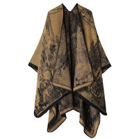 Châle en pashmina jacquard chinois en gros |   Écharpe cape au design Riverside pour femme, chaude et élégante