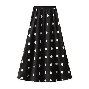 Summer Hot-Selling Polka Dot Half-Length Female Long Skirt Women Elegant Elastic Waist Skirt - Product Image 1