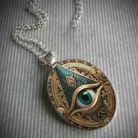 Collier pendentif œil du diable rétro ovale, amulette, bijoux de mode pour la Saint-Valentin, idéal pour le dropshipping