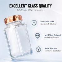 Stoples Kaca Heksagonal dengan Tutup Akrilik untuk Madu, Selai, Saus, dan Kemasan Penyimpanan