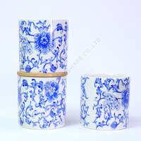Nouveau design – Vente en gros de pots à bougies en céramique de luxe vides avec logo décalé et couvercle en bois