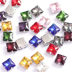 Strass carrés en verre cristal à coudre à la main pour DIY, matériaux pour Crocs, vêtements, accessoires capillaires, à coudre, avec griffes à quatre coins - Product Image 4