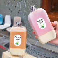 Bouteille de thé au lait en ligne thé au lait de célébrité plat carré jetable bouteille de boisson en plastique pour animaux de compagnie bouteille d'huile orange